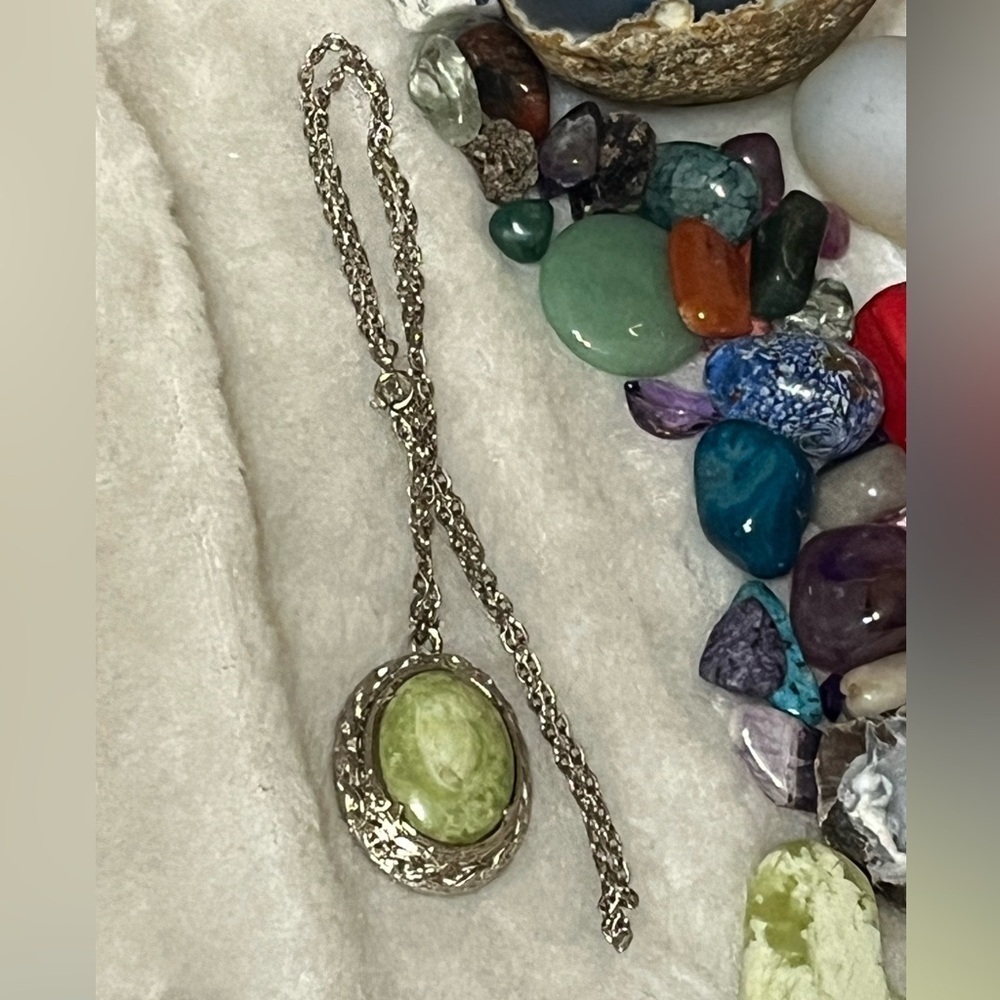 Vintage Jacobite Green Stone Necklace